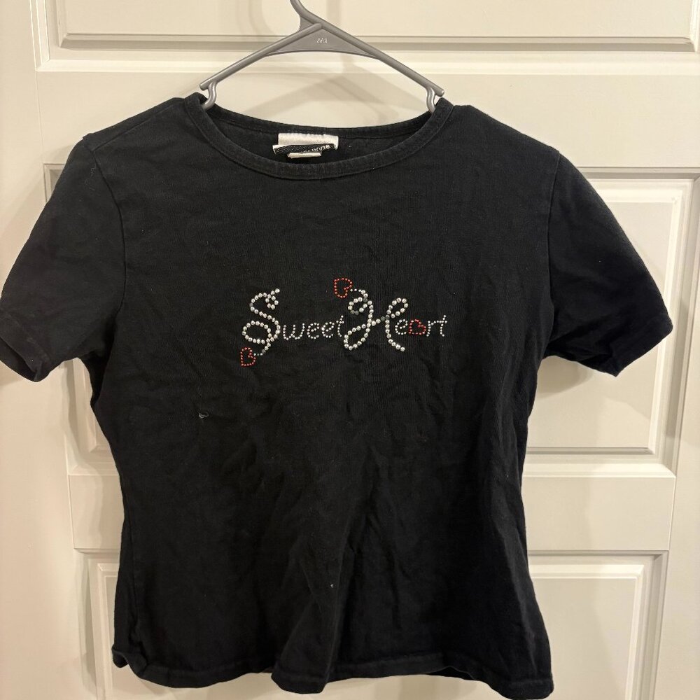 Black cropped T shirt